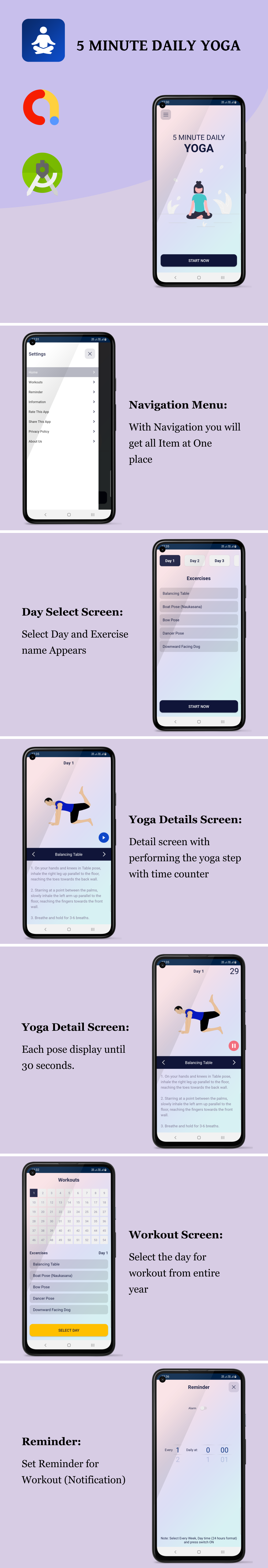 5 Minutes Daily Yoga Workout – Android Full Application with Admob - 1